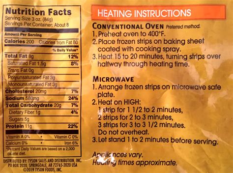 How many calories are in honey bbq chicken strips - calories, carbs, nutrition