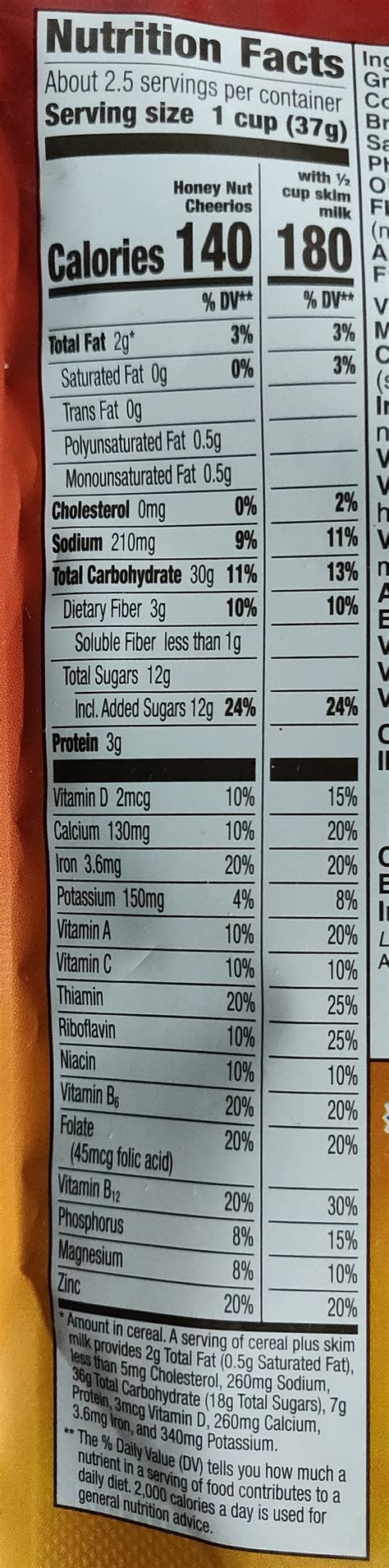 How many calories are in honey nut - calories, carbs, nutrition