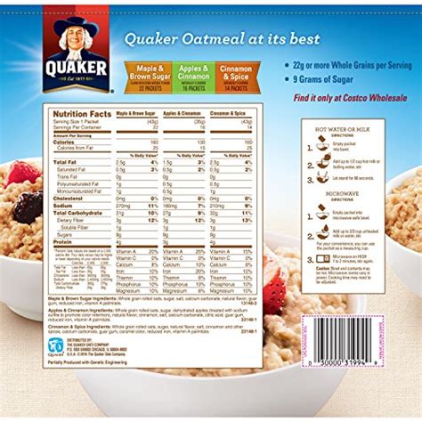 How many calories are in instant oatmeal honey hazelnut - calories, carbs, nutrition