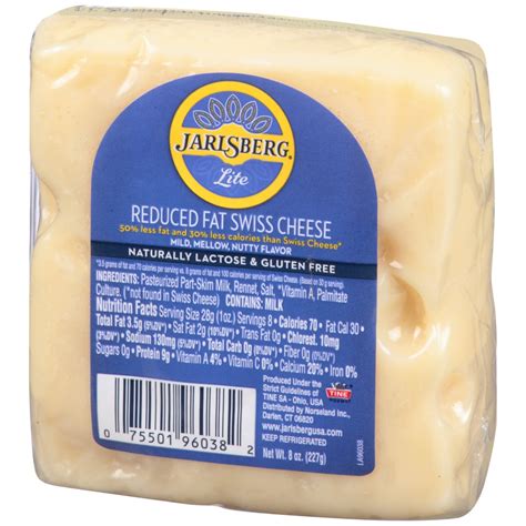 How many calories are in jarlsberg lite swiss cheese - calories, carbs, nutrition