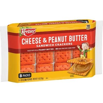 How many calories are in keebler, cheese & peanut butter sandwich crackers - calories, carbs, nutrition