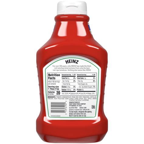 How many calories are in ketchup, heinz - calories, carbs, nutrition