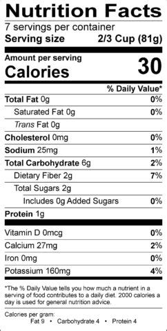 How many calories are in key west vegetable blend - calories, carbs, nutrition