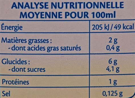 How many calories are in lait d'amande - calories, carbs, nutrition