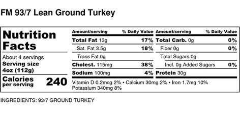 How many calories are in lean lemon turkey - calories, carbs, nutrition