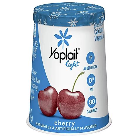 How many calories are in light cherry yogurt - calories, carbs, nutrition