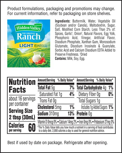 How many calories are in lite ranch dressing - calories, carbs, nutrition