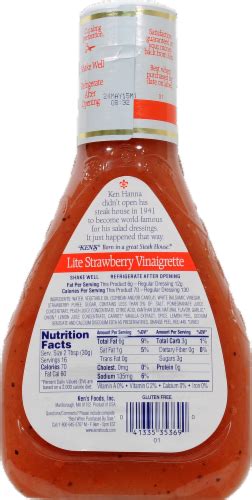 How many calories are in lite strawberry vinaigrette - calories, carbs, nutrition