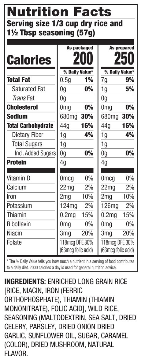 How many calories are in long grain & wild rice - calories, carbs, nutrition