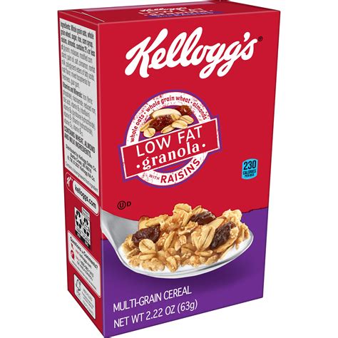 How many calories are in low fat granola cereal with raisins - calories, carbs, nutrition