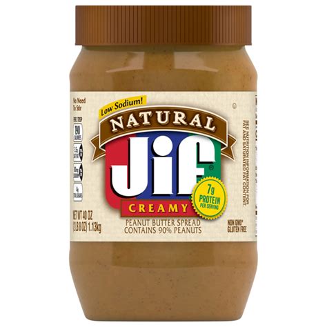 How many calories are in low sodium natural jif creamy - calories, carbs, nutrition