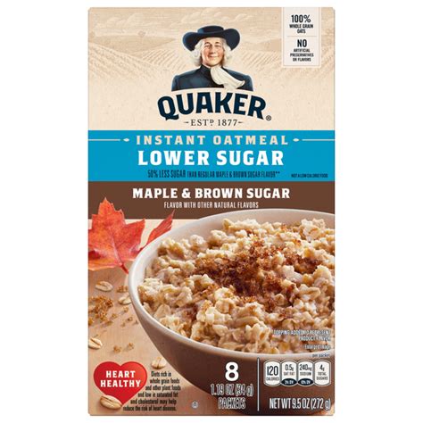 How many calories are in lower sugar oatmeal - maple and brown sugar - calories, carbs, nutrition