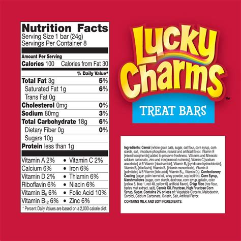 How many calories are in lucky charms cereal bars - calories, carbs, nutrition