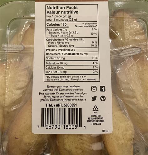 How many calories are in madeleines - calories, carbs, nutrition