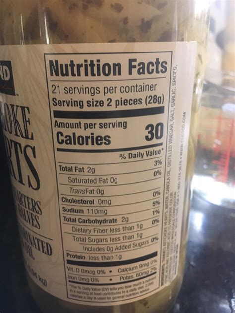 How many calories are in marinated artichoke hearts - calories, carbs, nutrition