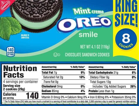 How many calories are in mint oreo - calories, carbs, nutrition