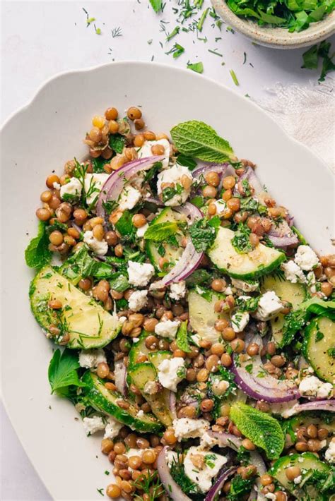 How many calories are in minted lentil salad with feta (35992.0) - calories, carbs, nutrition