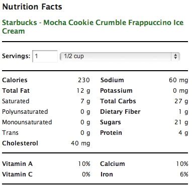 How many calories are in mocha cookie - calories, carbs, nutrition