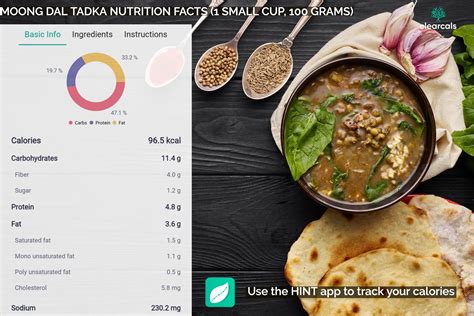 How many calories are in moong dal tarka - calories, carbs, nutrition