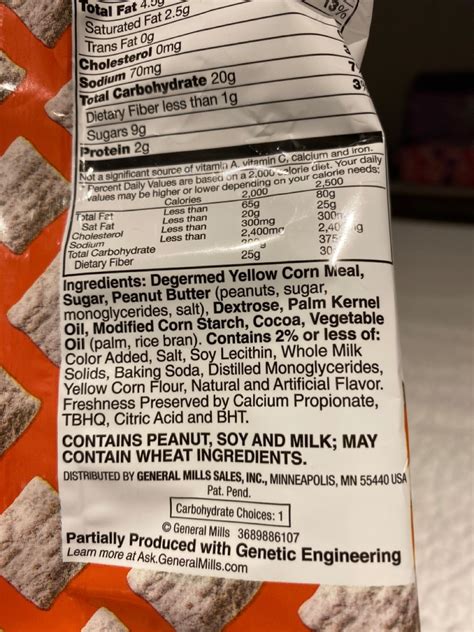 How many calories are in muddy buddies cookies & cream - calories, carbs, nutrition