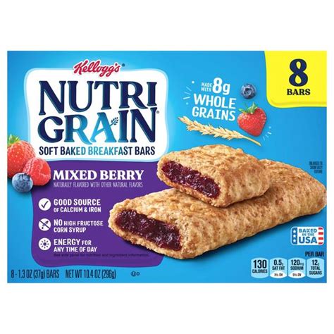 How many calories are in nutrigrain cereal bar - mixed berry - calories, carbs, nutrition