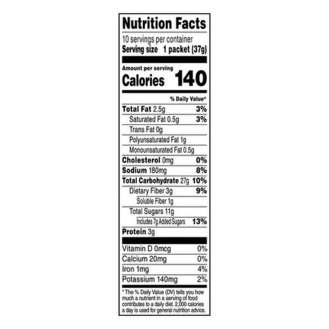 How many calories are in oatmeal raisin nutrition bar - calories, carbs, nutrition