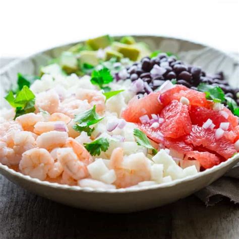 How many calories are in orange and jicama shrimp salad - calories, carbs, nutrition