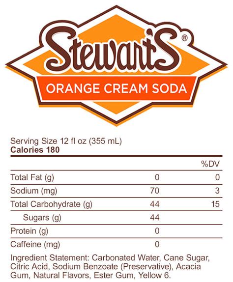 How many calories are in orange cream soda - calories, carbs, nutrition