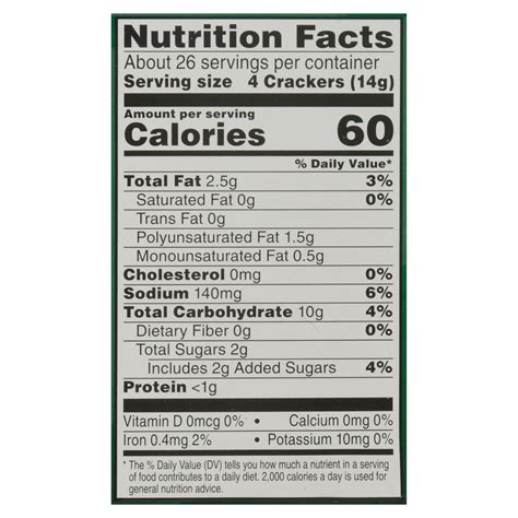 How many calories are in organic crackers - calories, carbs, nutrition