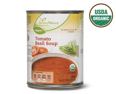 How many calories are in organic tomatoe basil soup - calories, carbs, nutrition