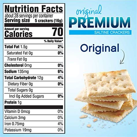 How many calories are in original premium saltine crackers - calories, carbs, nutrition