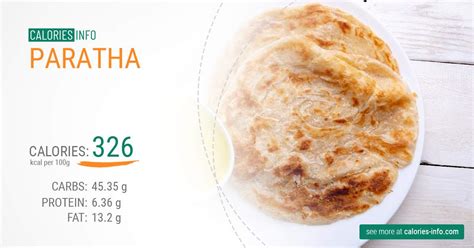 How many calories are in paratha - calories, carbs, nutrition