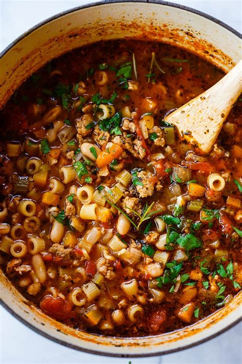 How many calories are in pasta fagioli with sausage soup (24775.3) - calories, carbs, nutrition