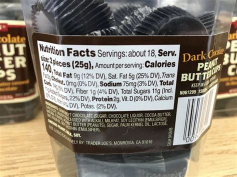 How many calories are in pb and dark choc - calories, carbs, nutrition