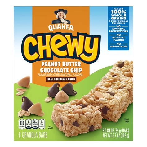 How many calories are in peanut butter chocolate chip chewy granola bar - calories, carbs, nutrition