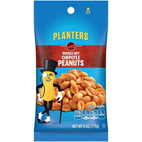 How many calories are in peanuts, wicked hot chipotle, planters - calories, carbs, nutrition