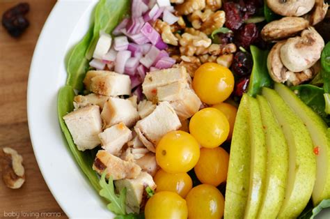 How many calories are in pear and walnut salad with grilled chicken (34471.6) - calories, carbs, nutrition