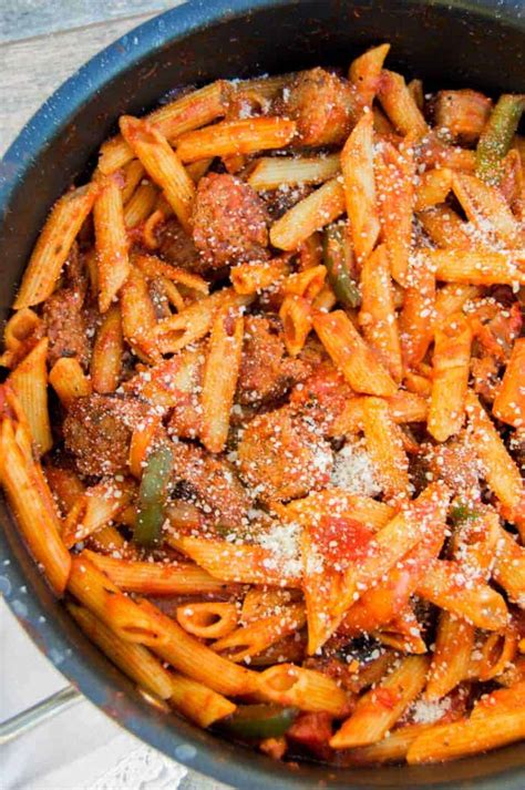 How many calories are in penne with sausage peppers onions - calories, carbs, nutrition