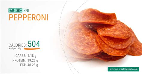 How many calories are in pepperoni - pork, beef - calories, carbs, nutrition