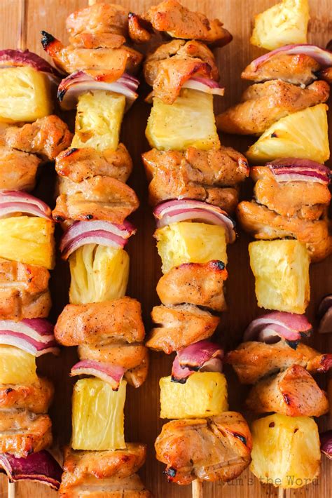 How many calories are in pineapple and chicken vegetable skewers - calories, carbs, nutrition