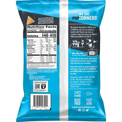 How many calories are in popcorners - calories, carbs, nutrition