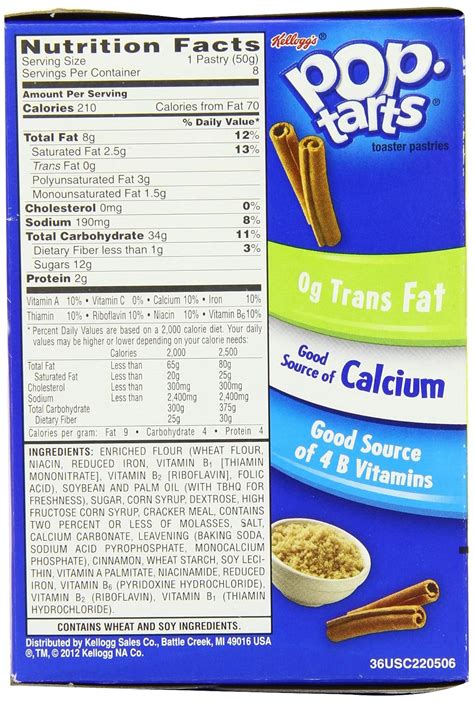 How many calories are in poptarts, brown sugar, cinnamon - calories, carbs, nutrition