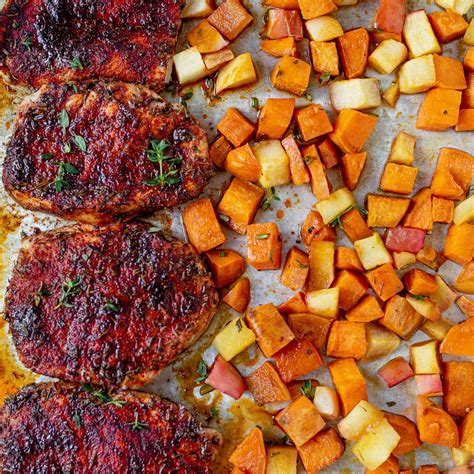 How many calories are in pork chops with apples, sweet potatoes green beans - calories, carbs, nutrition