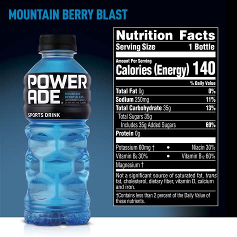 How many calories are in powerade mountain blast (small) - calories, carbs, nutrition