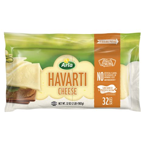 How many calories are in pre-sliced havarti cheese - calories, carbs, nutrition