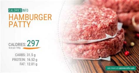 How many calories are in precooked mesquite hamburger patty - calories, carbs, nutrition