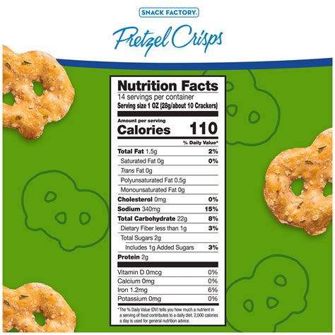 How many calories are in pretzel crisps garlic parmesan - calories, carbs, nutrition