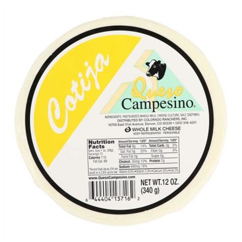 How many calories are in queso campesino - calories, carbs, nutrition