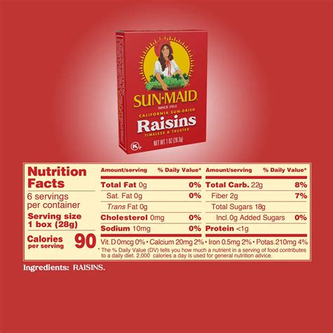 How many calories are in raisins-mini box - calories, carbs, nutrition