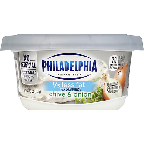 How many calories are in reduced fat chive an onion cream cheese - calories, carbs, nutrition